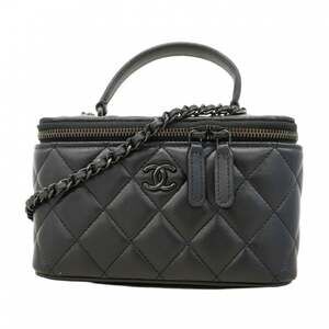 Chanel Matelasse Vanity Bag with Chain Shoulder Strap, Black Lambskin, 2-Way ...